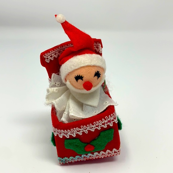 Santa Claus in box Christmas decoration vintage